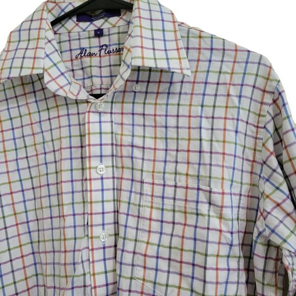 Alan Flusser Button Front Shirt Mens Size Medium Colorful Striped Long Sleeve - Picture 3 of 4